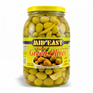 M.E. BALADI GREEN CRACKED OLIVE 6/48 OZ
